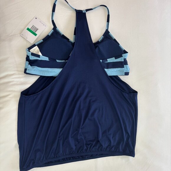 NWT Nike Women's Navy Striped Racerback Layered Tankini Swimsuit Top, Size XL - Picture 13 of 13